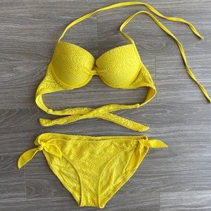 AE Arie Yellow Push-Up Lace Bikini